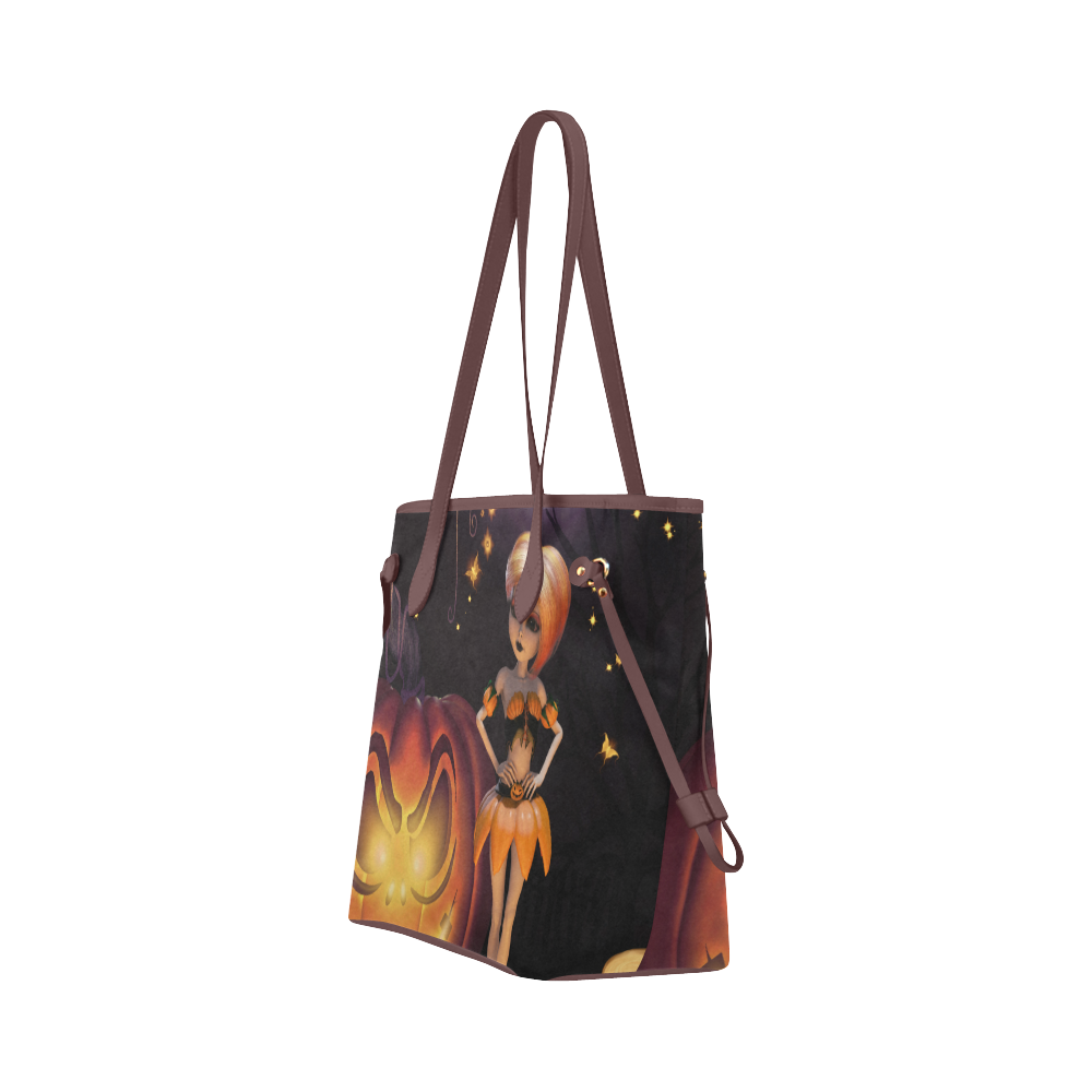 Halloween, girl with pumpkin Clover Canvas Tote Bag (Model 1661)