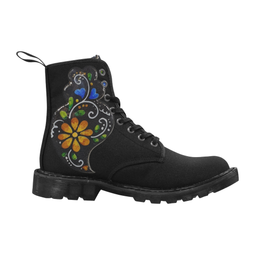 Black and color Heart Martin Boots for Women (Black) (Model 1203H)