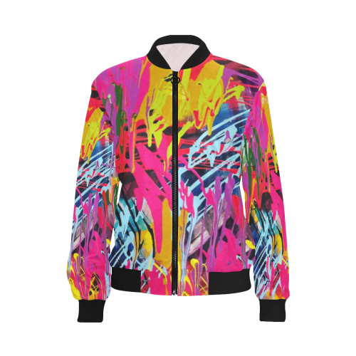 Wondering All Over Print Bomber Jacket for Women (Model H36)