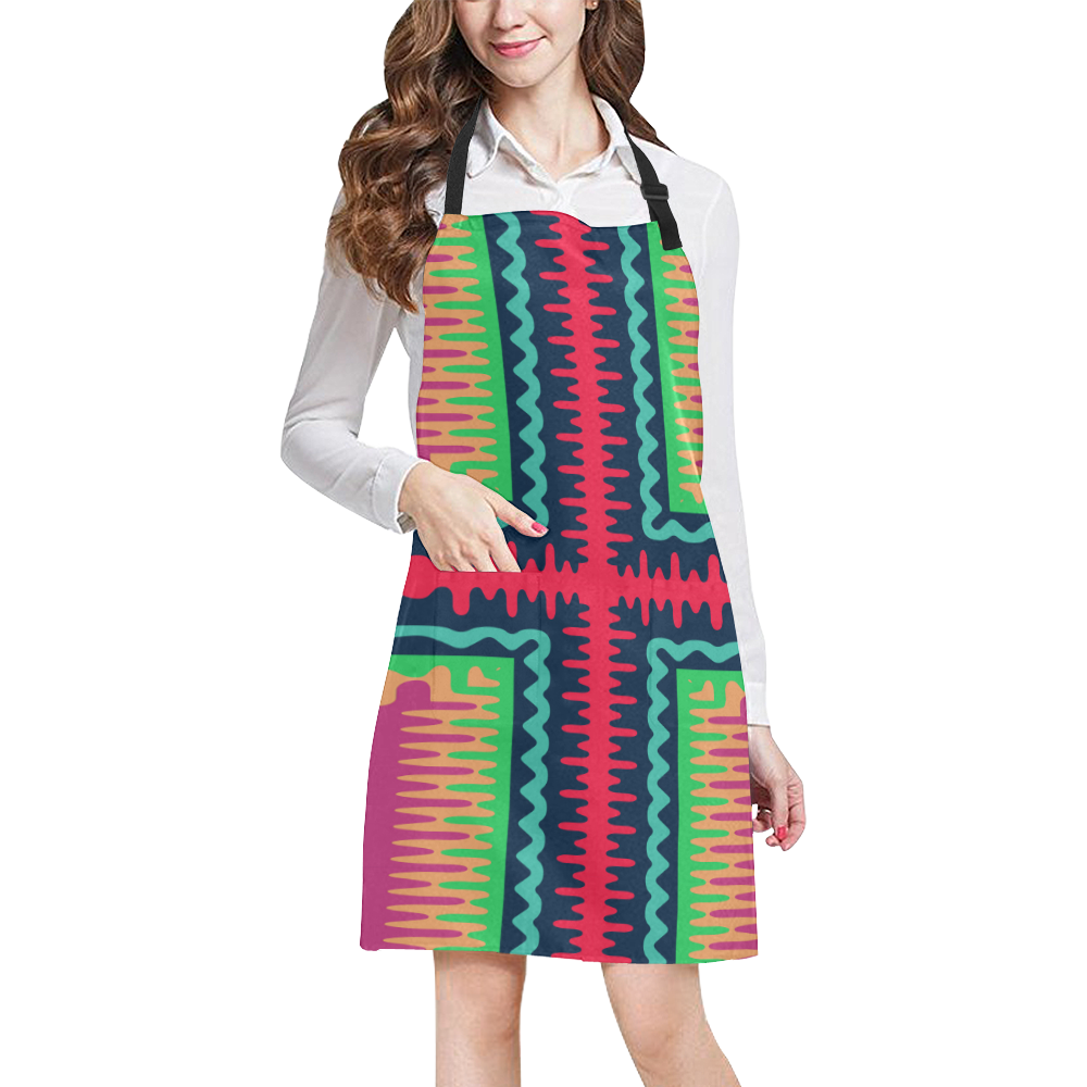 Waves in retro colors All Over Print Apron