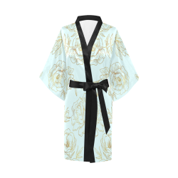 Light Blue Roses Kimono Robe