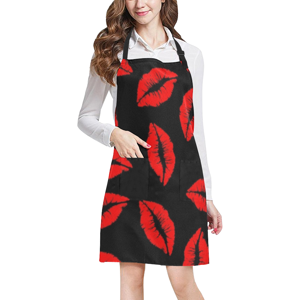 Red Lips All Over Print Apron