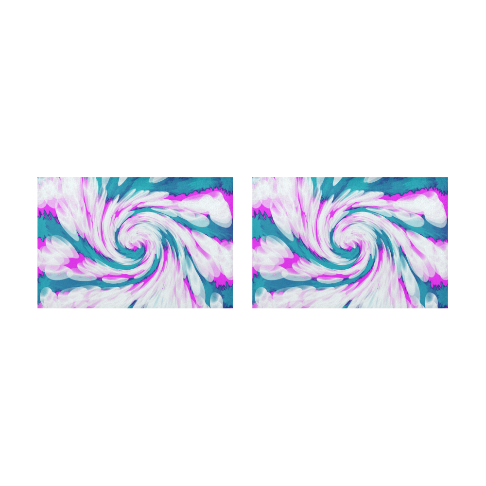 Turquoise Pink Tie Dye Swirl Abstract Placemat 12’’ x 18’’ (Set of 2)