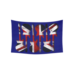 Union Jack British UK Flag Guitars Blue Cotton Linen Wall Tapestry 60"x 40"