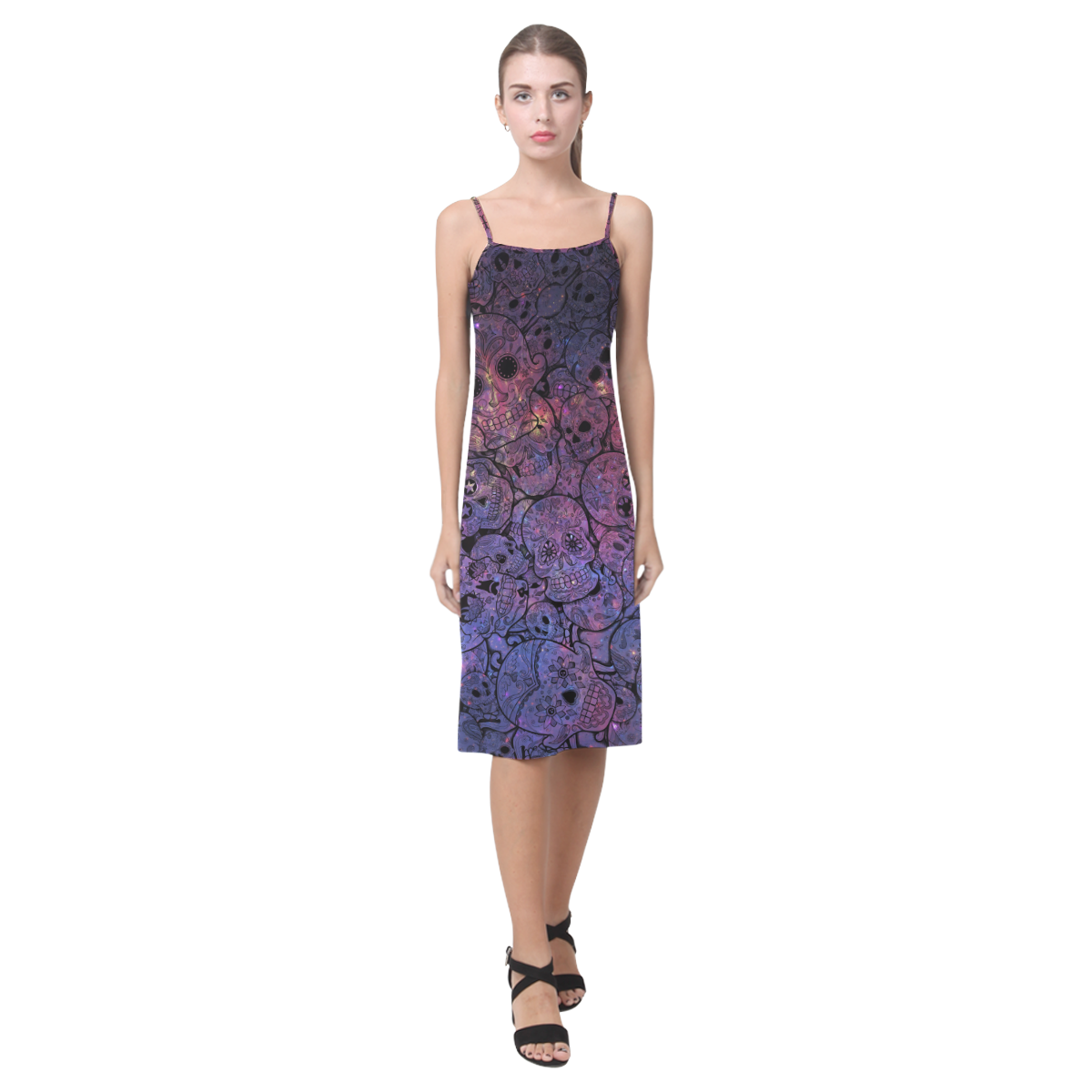 Cosmic Sugar Skulls Alcestis Slip Dress (Model D05)