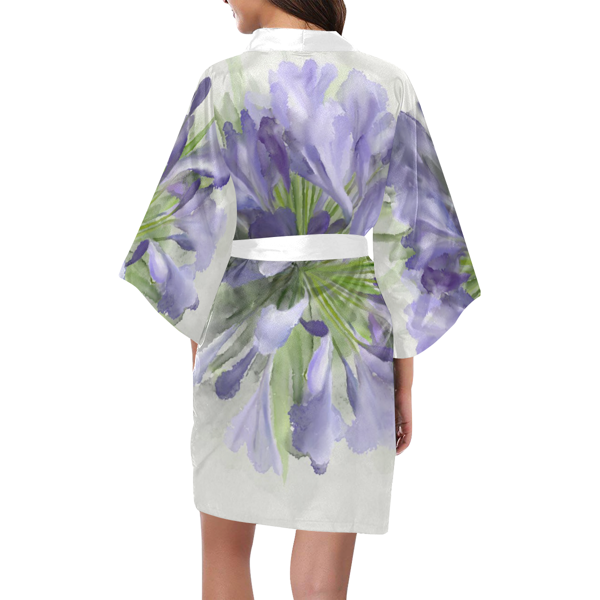 Delicate Violet Flower, floral watercolor Kimono Robe