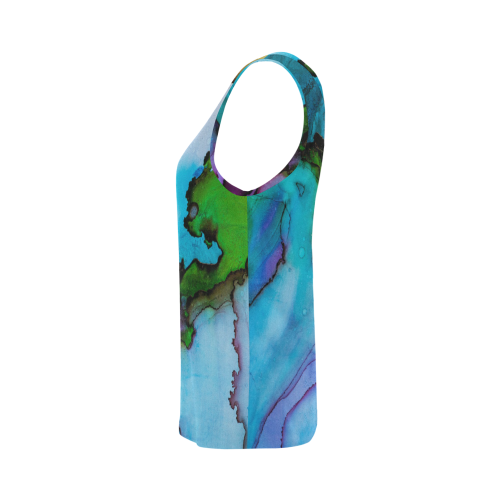 Blue green ink All Over Print Tank Top for Women (Model T43)