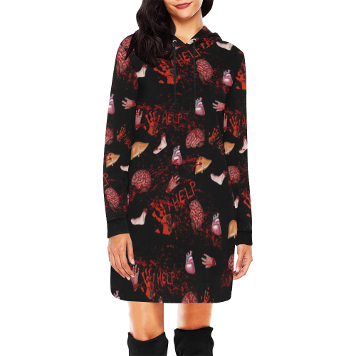 Body Parts All Over Print Hoodie Mini Dress (Model H27)