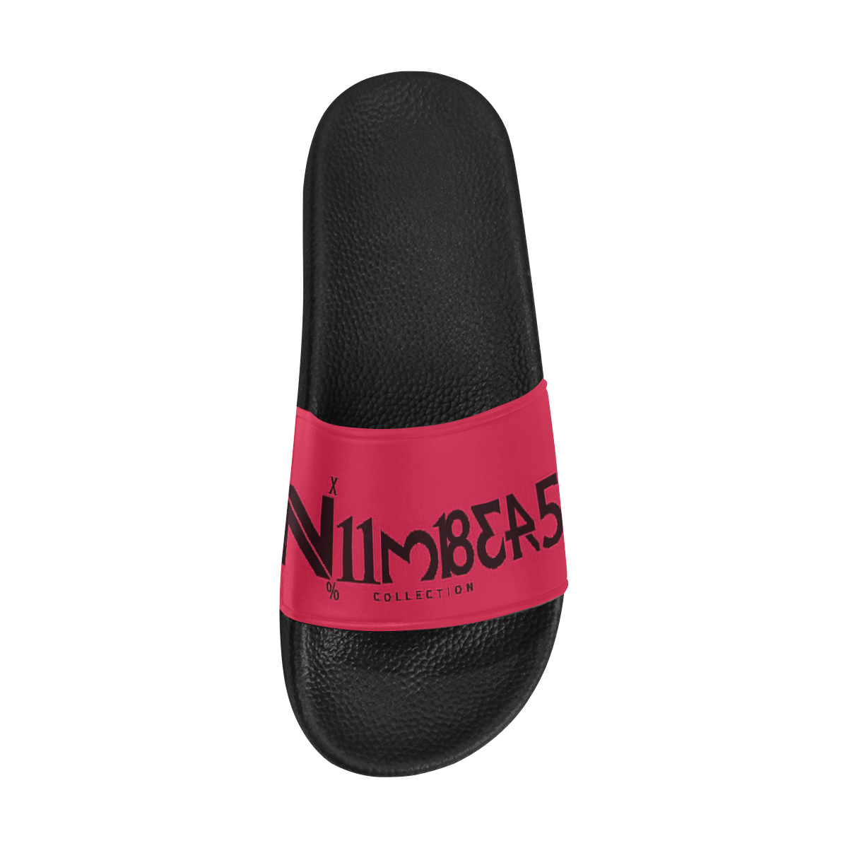 NUMBERS Collection Black/Ruby Red Men's Slide Sandals (Model 057)