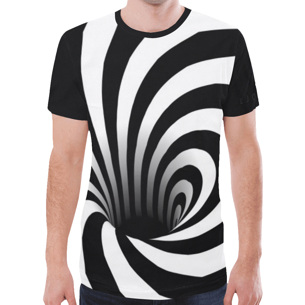 Warped Black Hole by BJORLIE (Black/White) New All Over Print T-shirt for Men (Model T45)