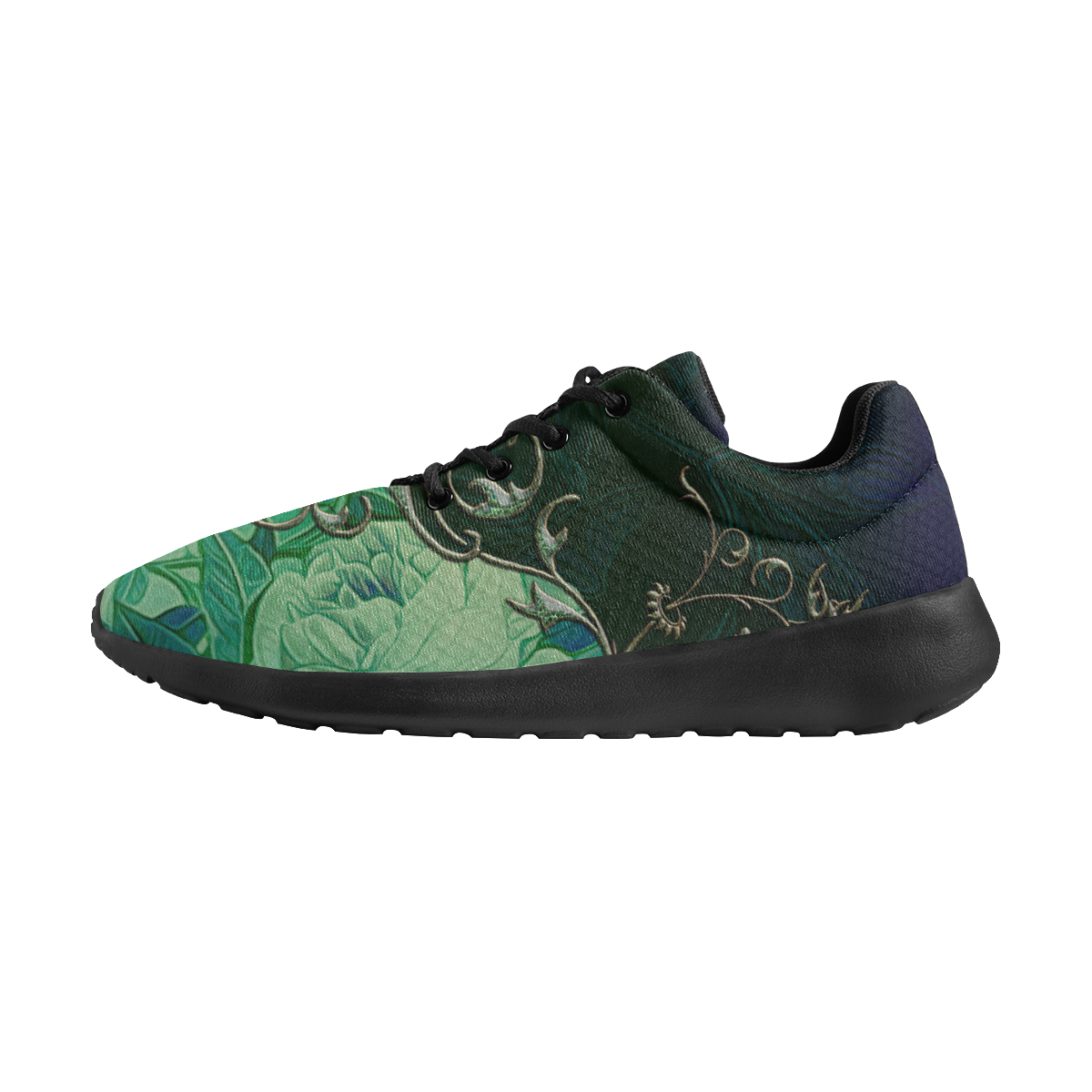 Green floral design Women's Athletic Shoes (Model 0200)