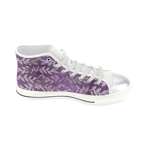 Purple Leaf Shoes, Leaf Art Women's Classic High Top Canvas Shoes (Model 017)