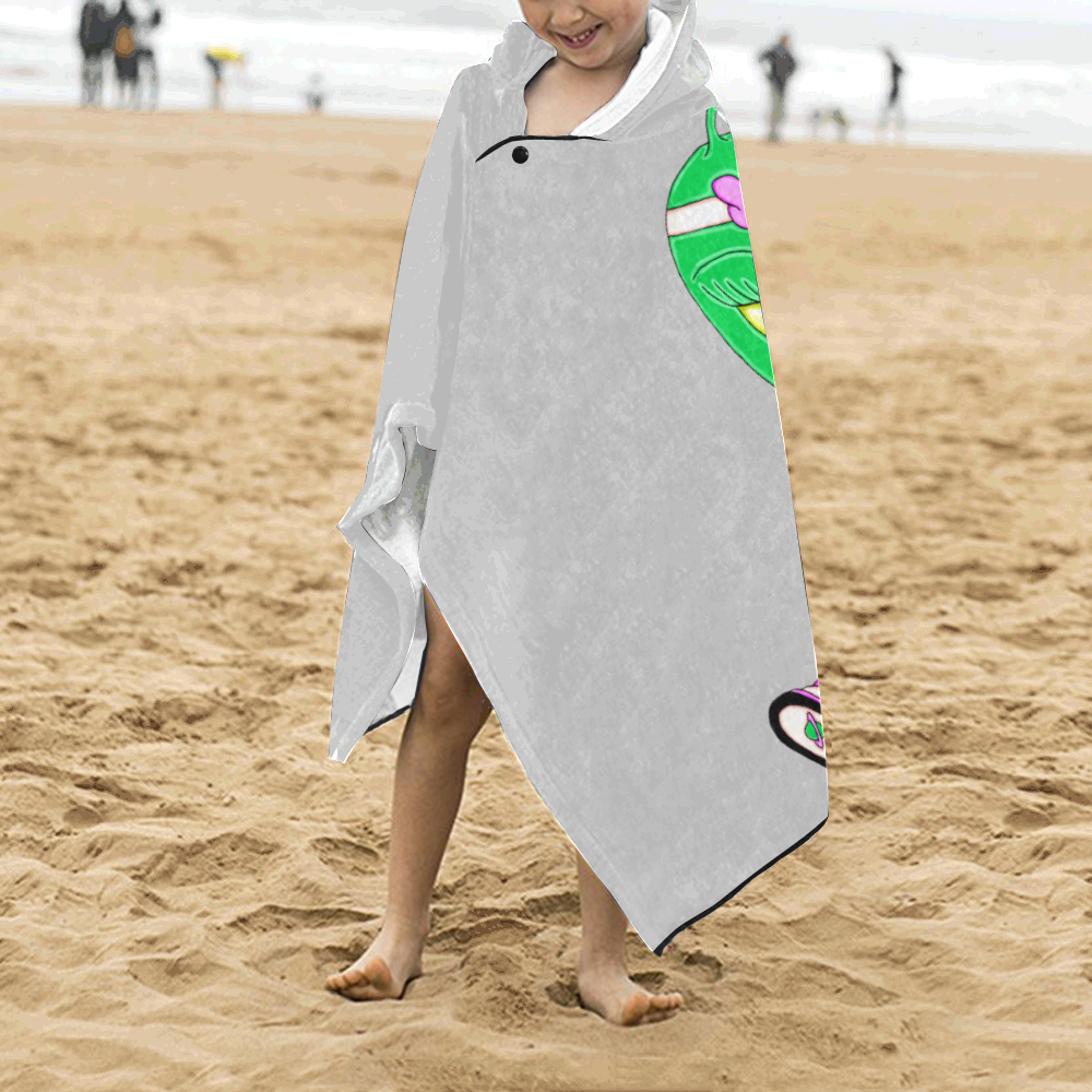 Alien Baby Girl Lt Grey Kids' Hooded Bath Towels