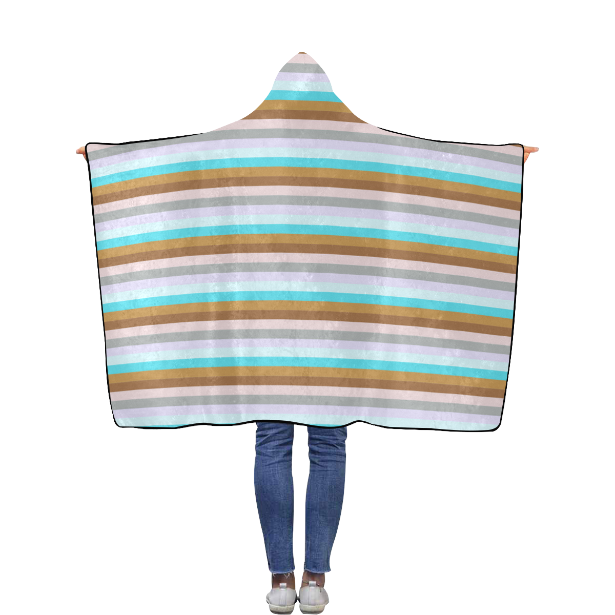 Fun Stripes 5 Flannel Hooded Blanket 40''x50''