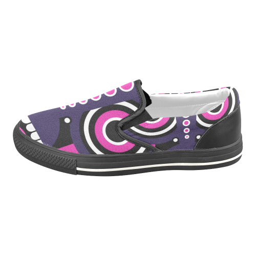 Pink Purple Tiki Tribal Women's Slip-on Canvas Shoes/Large Size (Model 019)