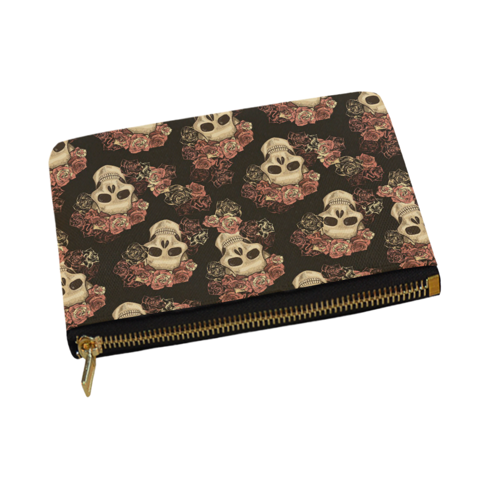 Skull and Rose Pattern Carry-All Pouch 12.5''x8.5''
