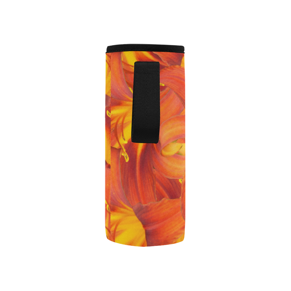 Orange Daylilies Neoprene Water Bottle Pouch/Small
