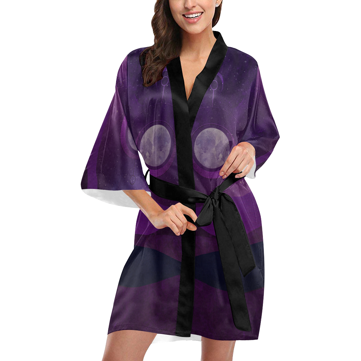 Purple Moon Night Kimono Robe