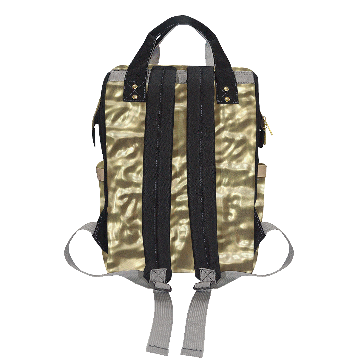 Gold Metallic Multi-Function Diaper Backpack/Diaper Bag (Model 1688)