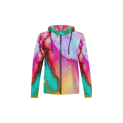 colorful All Over Print Full Zip Hoodie for Kid (Model H14)