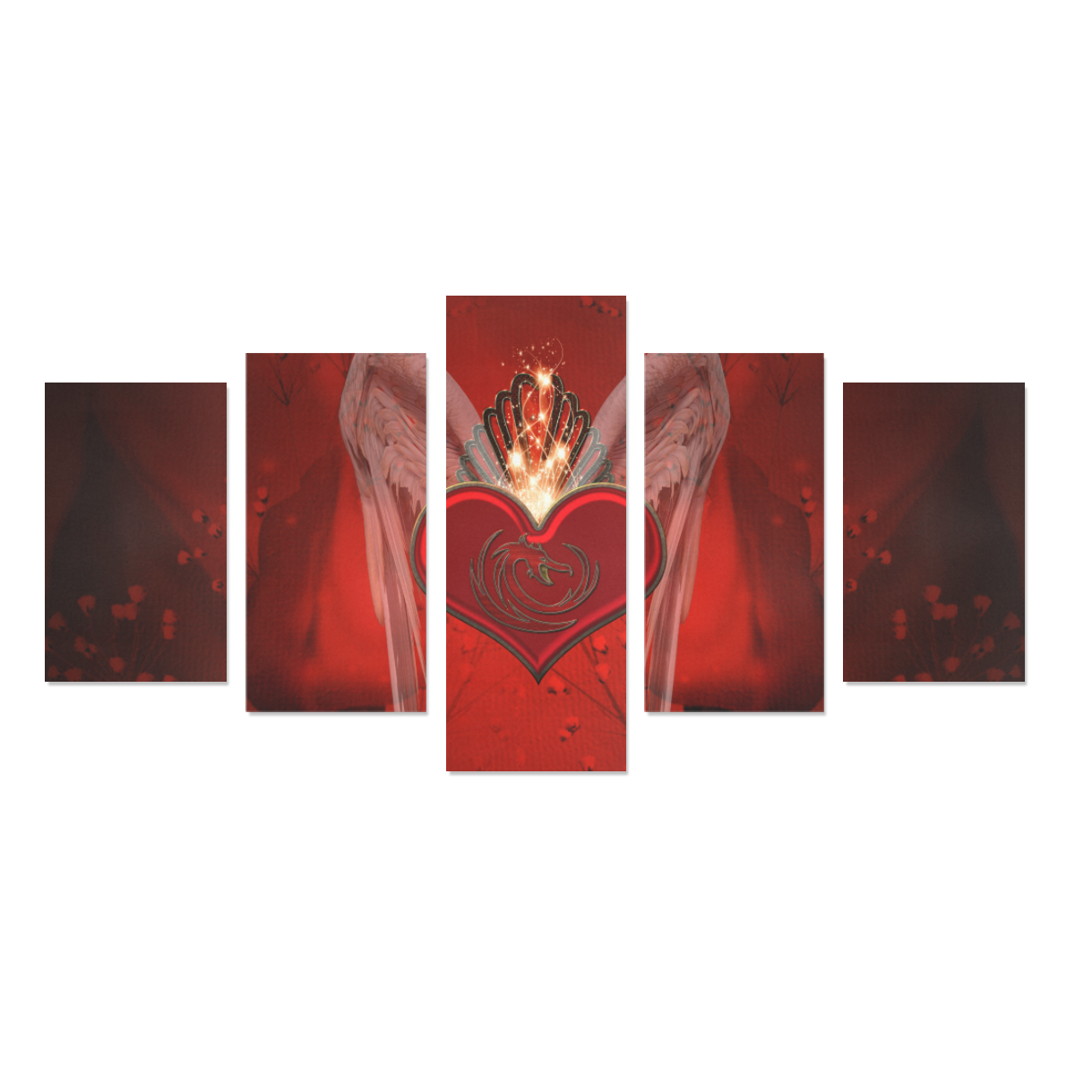 Heart with wings Canvas Print Sets C (No Frame)