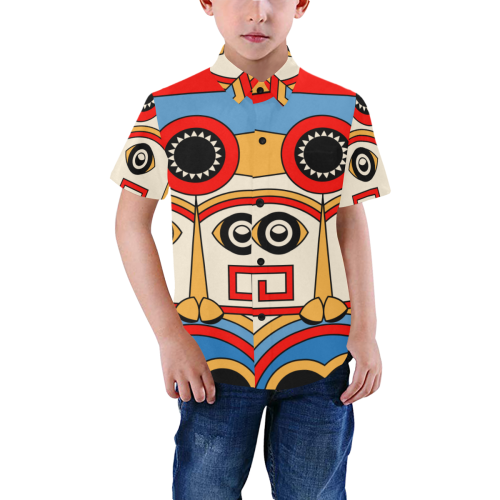 Aztec Religion Tribal Boys' All Over Print Short Sleeve Shirt (Model T59)