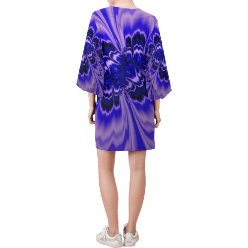 amazing Fractal 43 blue by JamColors Bell Sleeve Dress (Model D52)