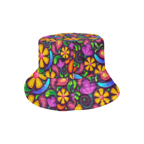 Colorful Retro Flowers All Over Print Bucket Hat