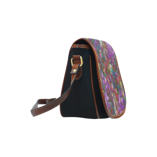 Floral Abstract Stained Glass G175 Saddle Bag/Small (Model 1649)(Flap Customization)
