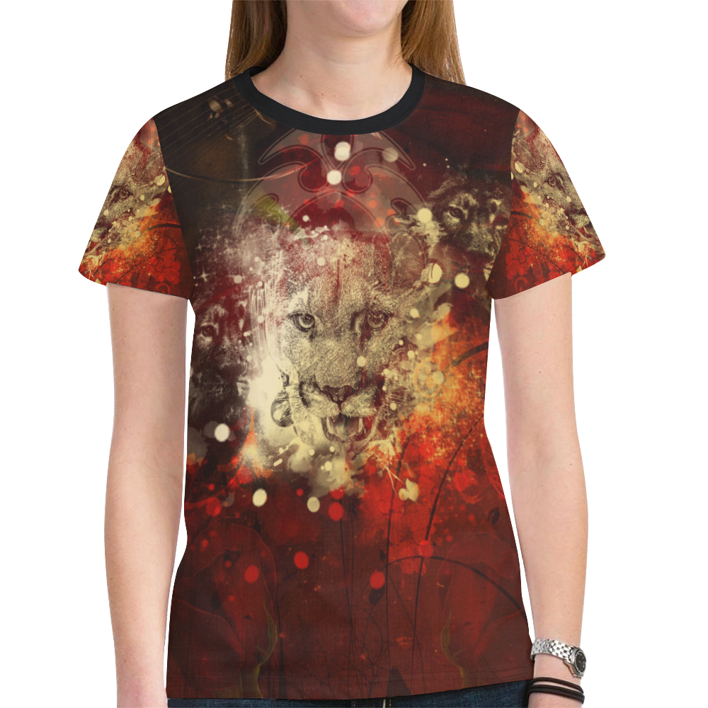 Colorful lion New All Over Print T-shirt for Women (Model T45)