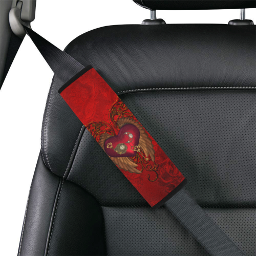 Beautiful heart, wings, clocks and gears Car Seat Belt Cover 7''x8.5''
