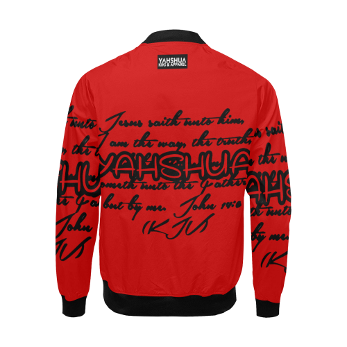 Yahshua Red All Over Print Bomber Jacket for Men (Model H19)