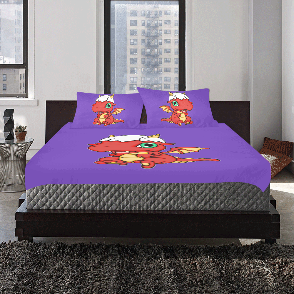 Baby Red Dragon Purple 3-Piece Bedding Set