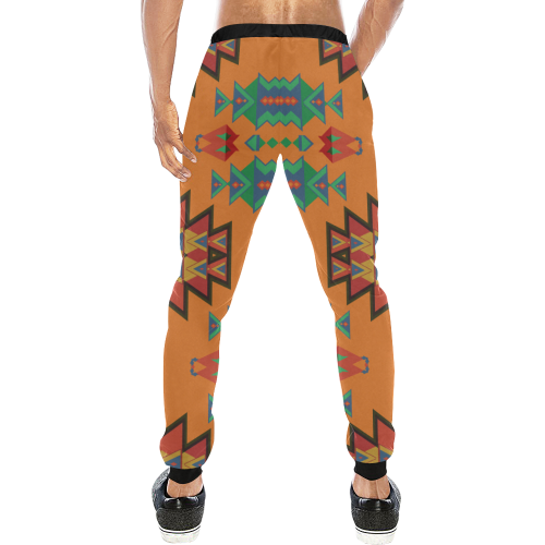 Misc shapes on an orange background Men's All Over Print Sweatpants (Model L11)