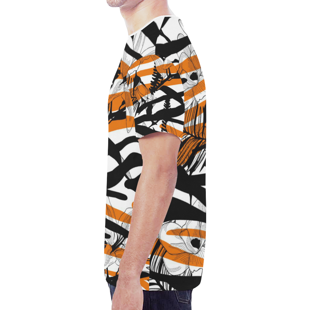Floral Tiger Print New All Over Print T-shirt for Men (Model T45)