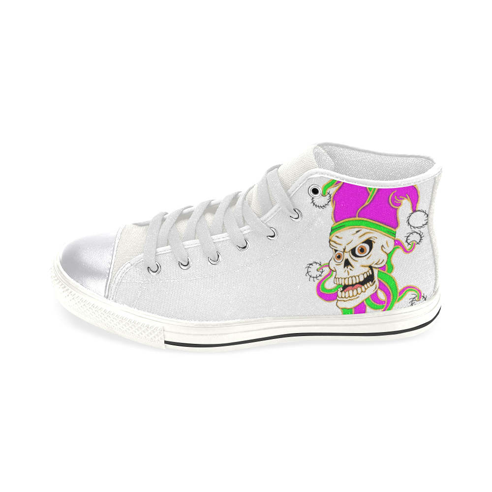 Jester Skull White Women's Classic High Top Canvas Shoes (Model 017)