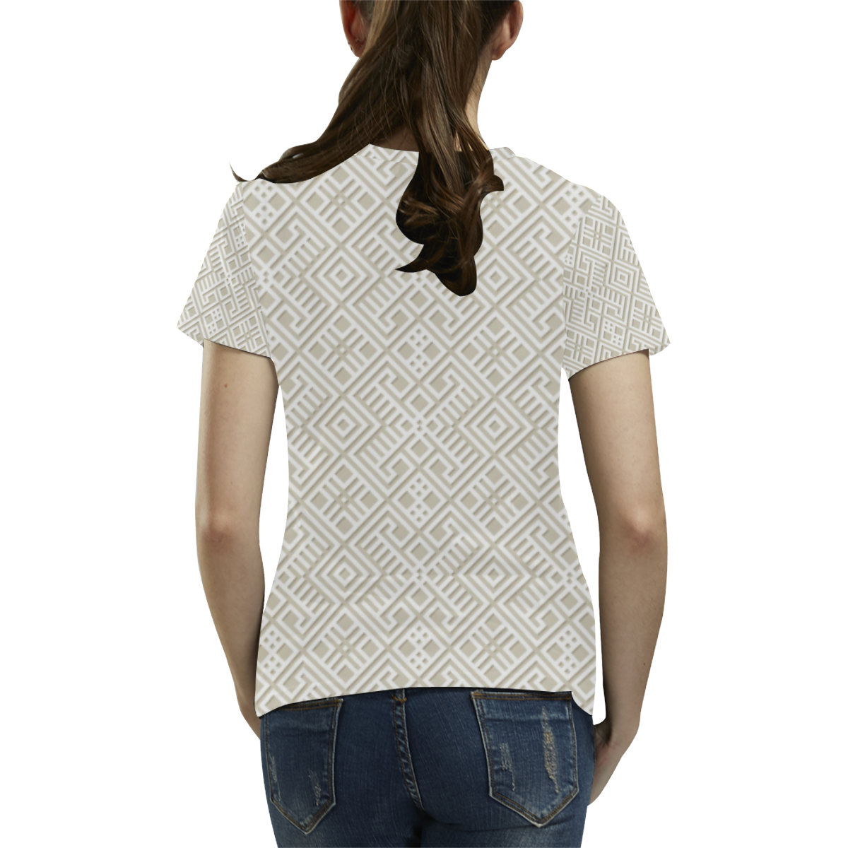 White 3D Geometric Pattern All Over Print T-Shirt for Women (USA Size) (Model T40)