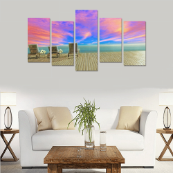 Deckchair sunset canvas Canvas Print Sets E (No Frame)
