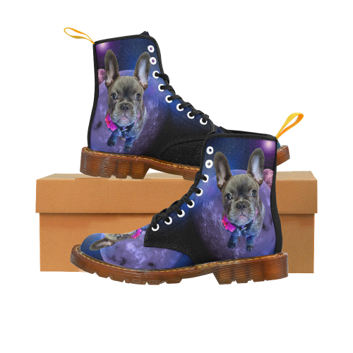 Dog French Bulldog and Planets Martin Boots For Men Model 1203H