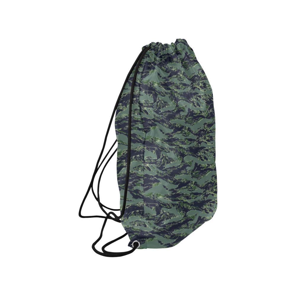 Jungle Tiger Stripe Green Camouflage Medium Drawstring Bag Model 1604 (Twin Sides) 13.8"(W) * 18.1"(H)