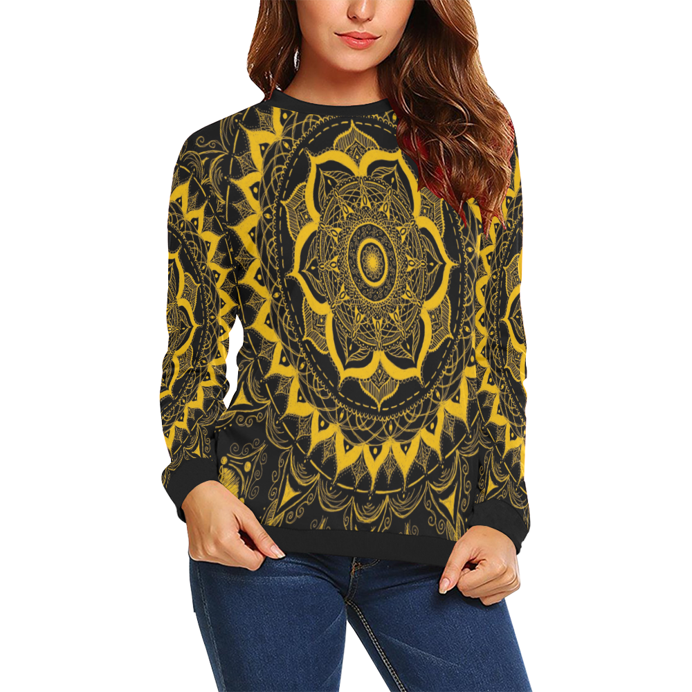 MANDALA SUNSHINE All Over Print Crewneck Sweatshirt for Women (Model H18)