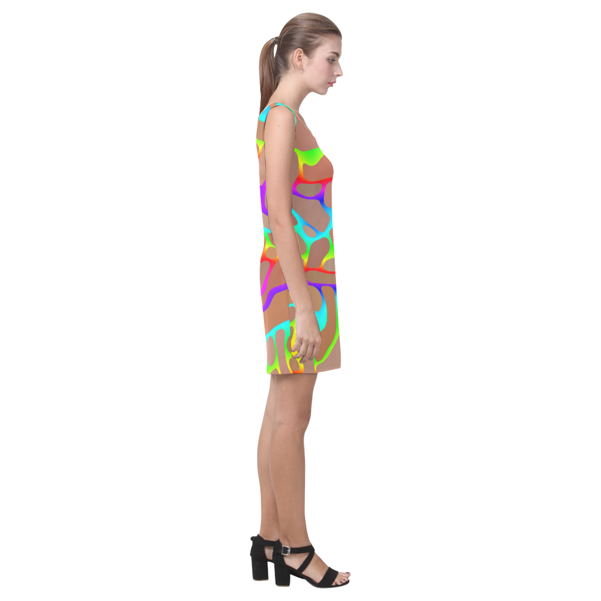 Colorful wavy shapes Medea Vest Dress (Model D06)