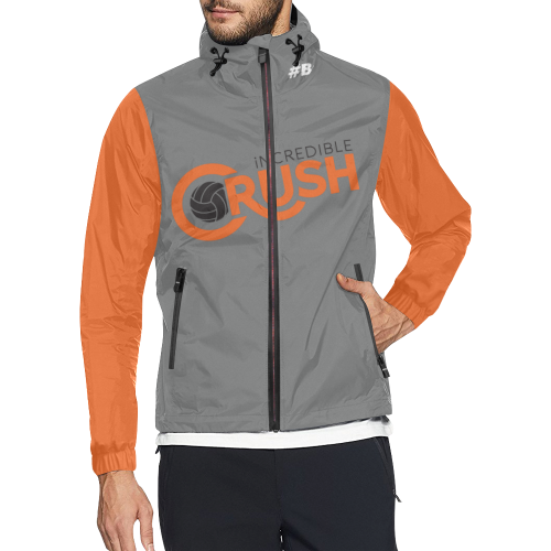Crush Logo Windbreaker- Grey-Orange Unisex All Over Print Windbreaker (Model H23)