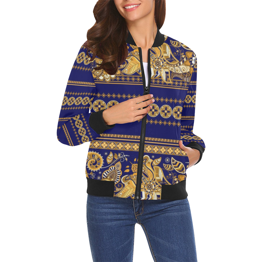 Asian Patterns All Over Print Bomber Jacket for Women (Model H19)