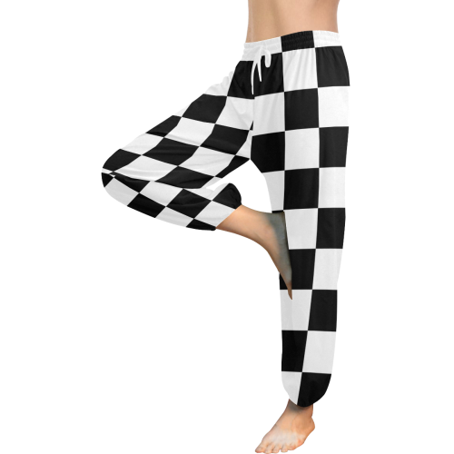 Black White Checkers Women's All Over Print Harem Pants (Model L18)