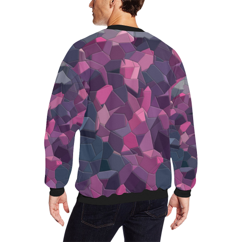 purple pink magenta mosaic #purple Men's Oversized Fleece Crew Sweatshirt (Model H18)