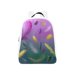 Dancing Feathers - Pink and Green School Backpack (Model 1601)(Medium)