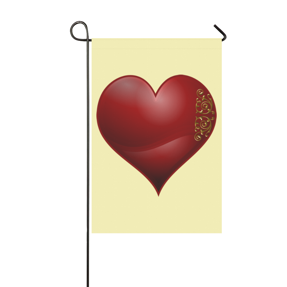 Heart  Symbol Las Vegas Playing Card Shape on Yellow Garden Flag 12‘’x18‘’（Without Flagpole）