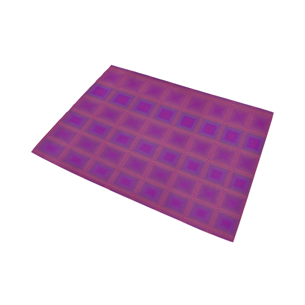 Purple gold multicolored multiple squares Area Rug7'x5'