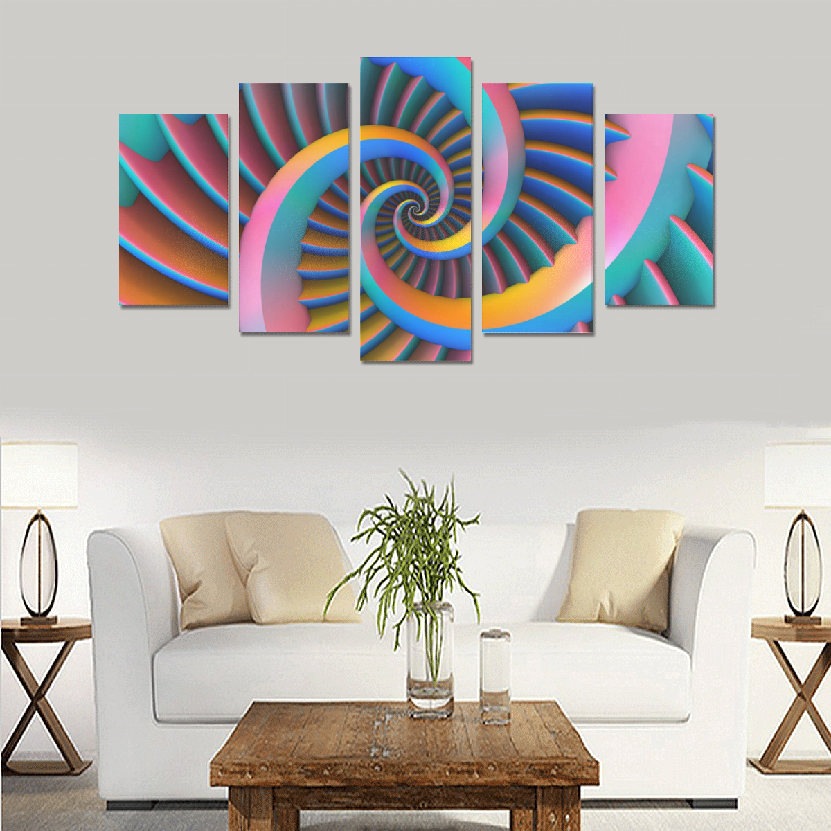 Opposing Spirals Canvas Print Sets A (No Frame)